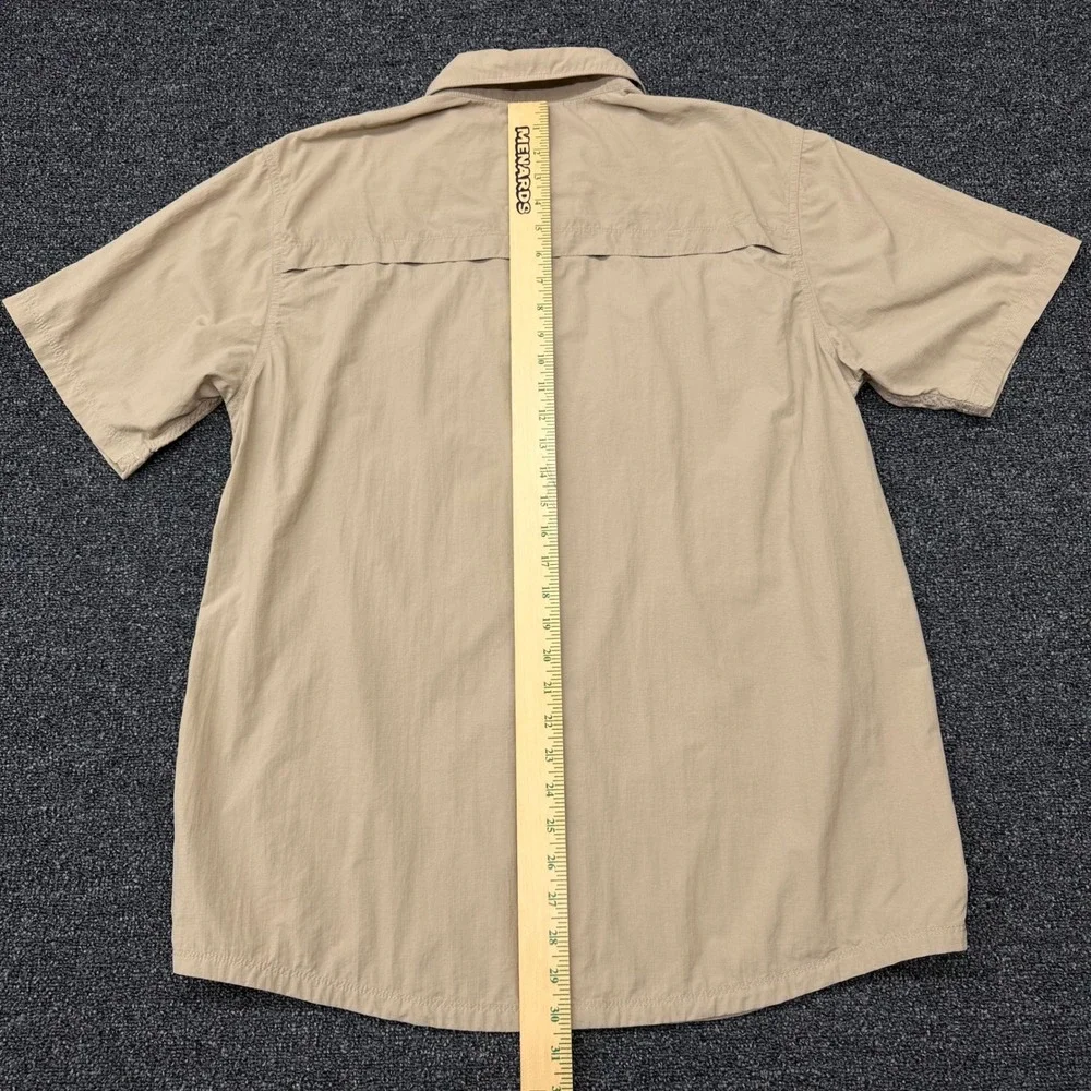 The‎ North Face Mens Large Tan Short Sleeve Button Down Hiking Shirt CEX6 TB50